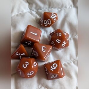 Chessex Caramel Polyhedral Dice, 7 Die Set AD&D (DND) RPG EUC